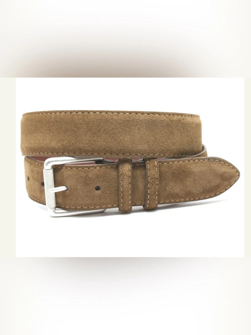 Torino Leather Company - Suede Calfskin Casual Belt in Whiskey. Size 42
